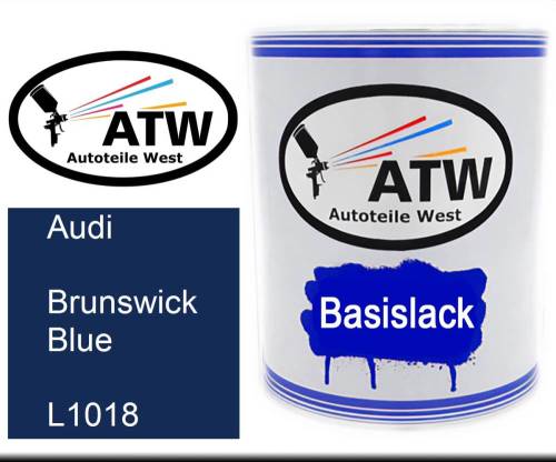 Audi, Brunswick Blue, L1018: 1L Lackdose, von ATW Autoteile West.